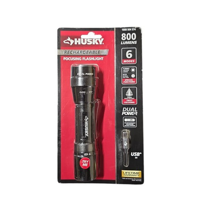 #ad #ad Husky 800 Lumens Dual Power LED Rechargeable Focusing Flashlight Light Portable $19.92