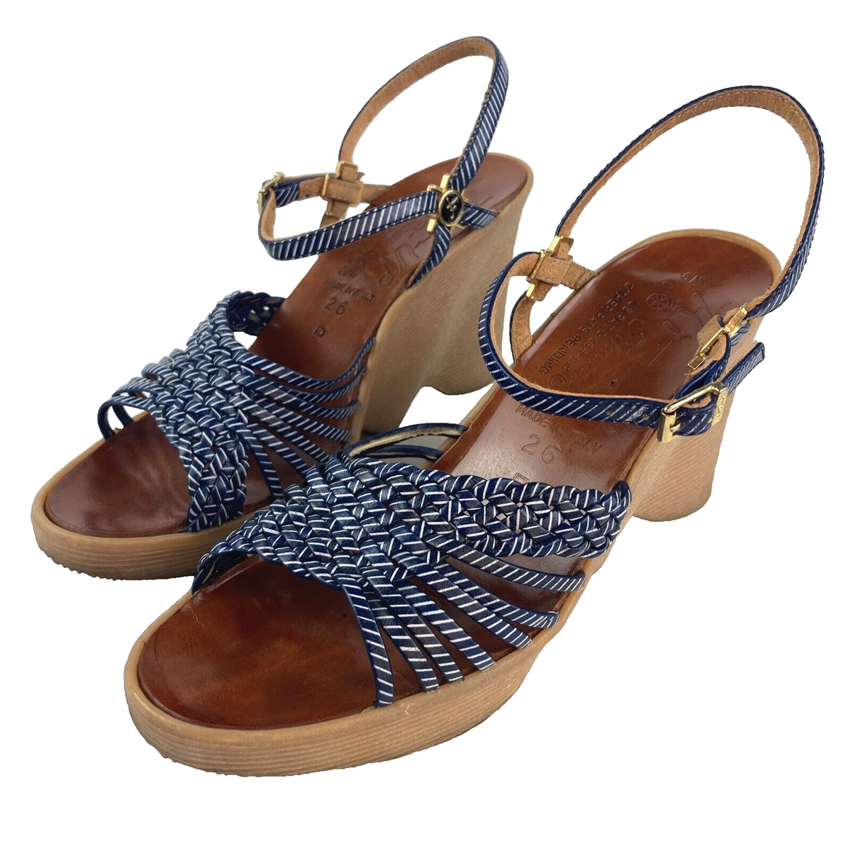 Famolare Hi-Up Sandals Womens 6N Platform Wedge Shoe Made in Italy 1970s  Style