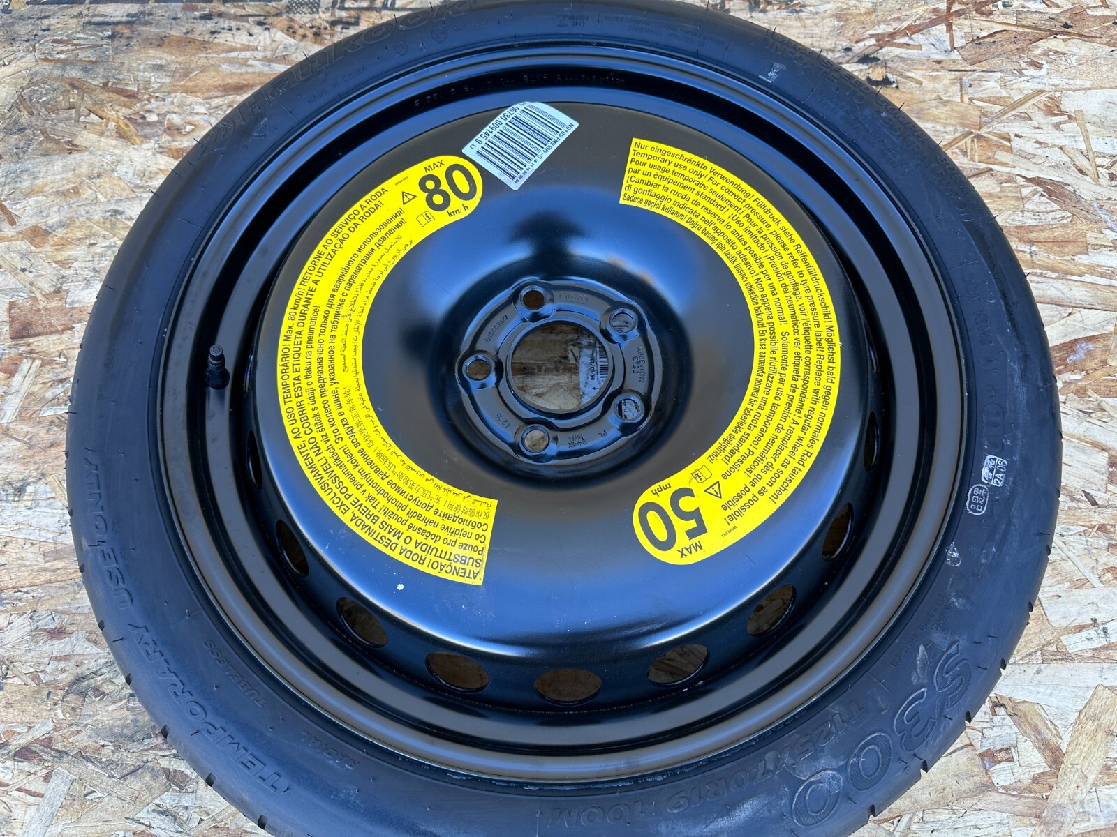 19" 19X4" SPARE WHEEL AND TIRE ASSEMBLY OEM 48K 1723 AUDI A4 A5 S4 S5