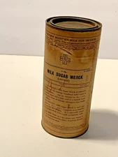 VINTAGE MILK SUGAR MERCK (Lactose) Pharmacy PACKAGE EMBOSSED METAL LID