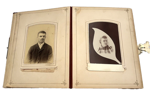 Album fotografico con 74 foto antiche cartoline armadio uomini donne bambini - Foto 5 di 17