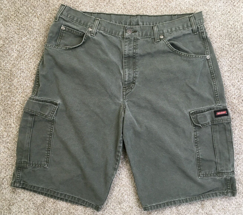 Dickies Shorts Men's 36x12 Cargo Army Green Workwear Canvas Outdoor Pockets