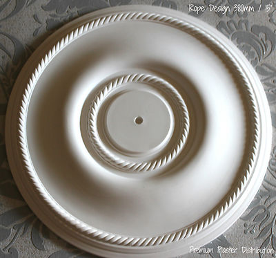 Gips Deckenrosette, georgianisches Gipsseil Design, 380 mm / 15'' Handarbeit