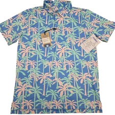 Chubbies Golf "East Coast Palm" Performance Polo 2.0 Tropical All Over Print - M