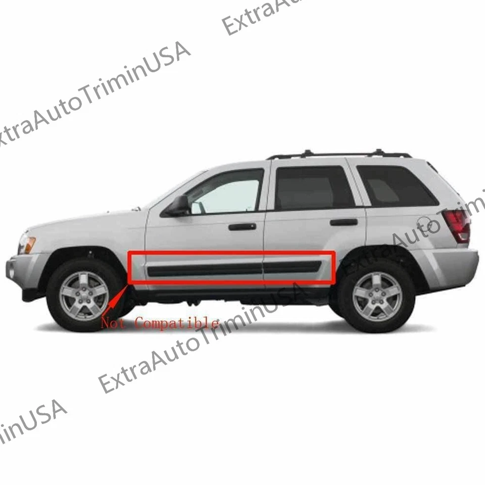 4PCS For Jeep Grand Cherokee 2005-2009 Chrome Car Body Door Side Molding Trims - Image 2 of 4