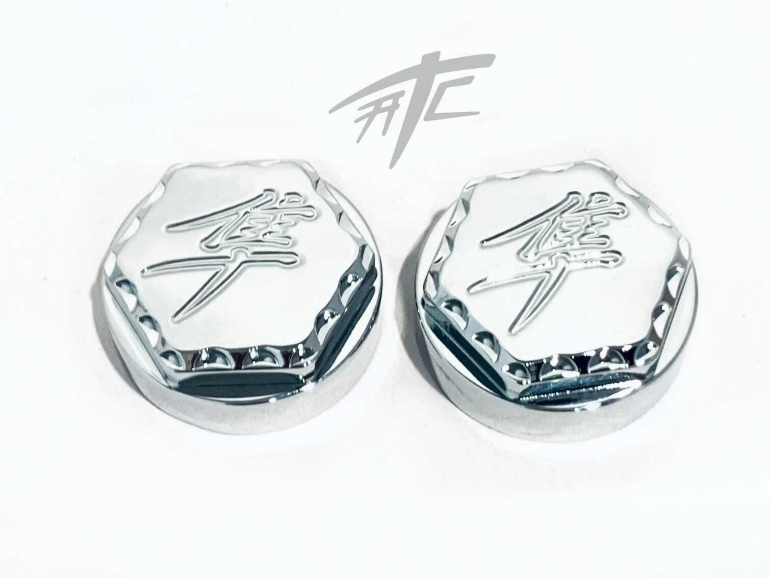 HAYABUSA CHROME DIAMOND CUT KANJI HEX SWINGARM PIVOT CAPS 2019 SUZUKI HAYABUSA