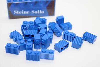 Lego (c) 25x 1x2 Rillen / Riffelsteine - 2877 - blau - 1x2 brick - blue