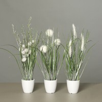 Winterliche Kunstpflanzen, 3Er Set Glitzerndes Gras Im WeißEn Topf, HöHe 35Cm