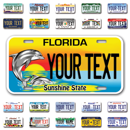 Custom state License Plates with personalized text Car 12x6- Moto 7x4 - Bike 6x3 - Picture 106 of 570