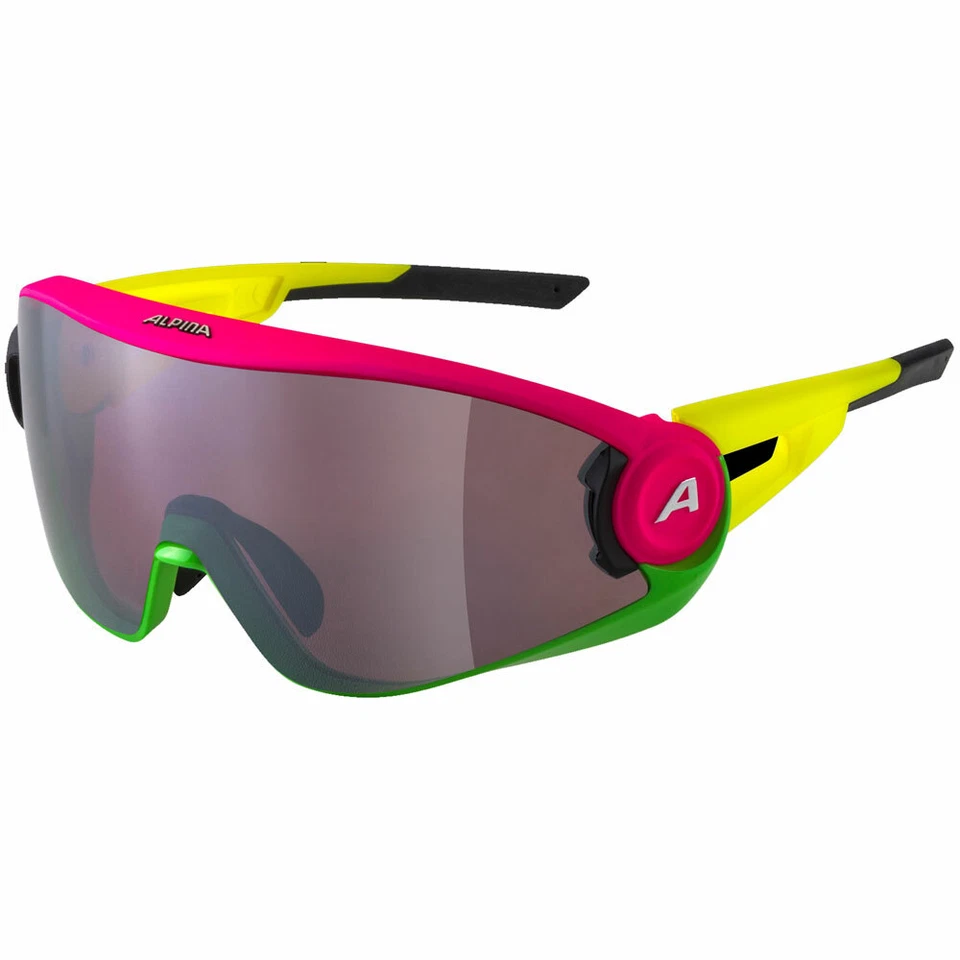 Alpina 5W1NG Lunettes de Soleil Verres Sport A8654-551 Rose Vert 80er - Photo 1/4