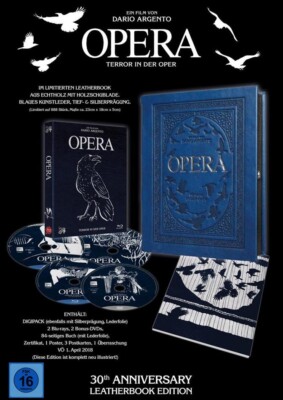 Dario Argento OPERA - 4 Disc LIMITED LEATHERBOOK EDITION BLU-RAY DVD Box Holzbox