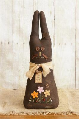 Country Farmhouse Fabric Stuffed Bunny With Scarf Think Happy Thoughts 