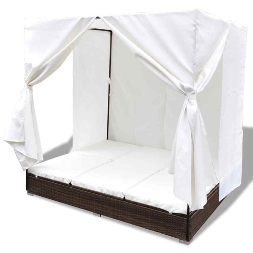 Outdoor Lounge Bed With Curtains Elegant Daybed Garden Patio Double Sun Lounger - Picture 4 of 11