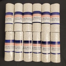 Splatter Flocked Deco Mesh Crafter's Square White 6" x 3yds Lot of 12 Christmas