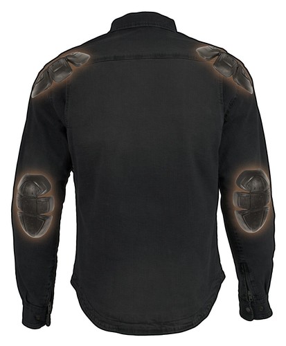 CAMICIA BIKER UOMO IN PELLE MILWAUKEE A QUADRI IN FLANELLA CON ARMATURA OMOLOGATA CE - Foto 84 di 126