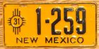 Item photo. Show Listing Details page. Listing 1931 New Mexico License Plate Number Tag