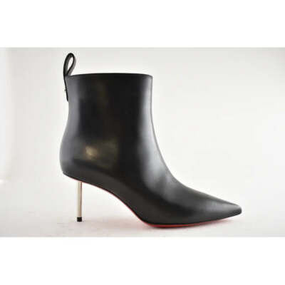 Christian Louboutin Epic Booty 70 Black Calf Leather Zipper Heel 