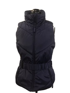 Zara Basic Navy Blue Puffer Vest With Belt Size L Womens | eBay