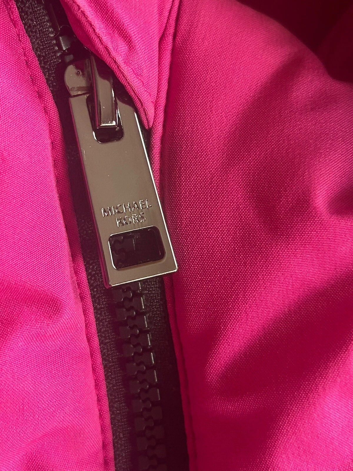 MICHAEL KORS donna 3XL rosa fucsia puffer scooba giacca con cintura cappuccio pelliccia sintetica MK