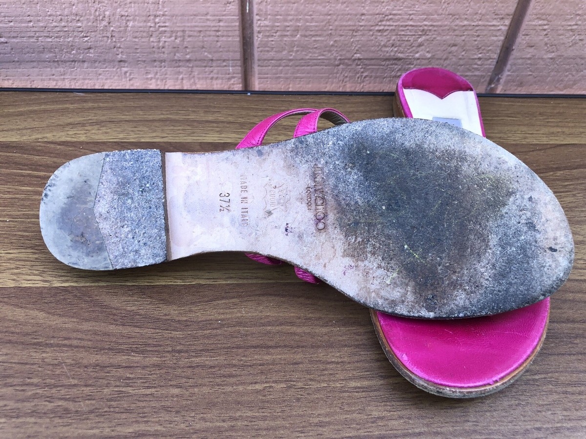 RARE Jimmy Choo 37.5 US 7.5 Flip Flops Flats Sandals Pink