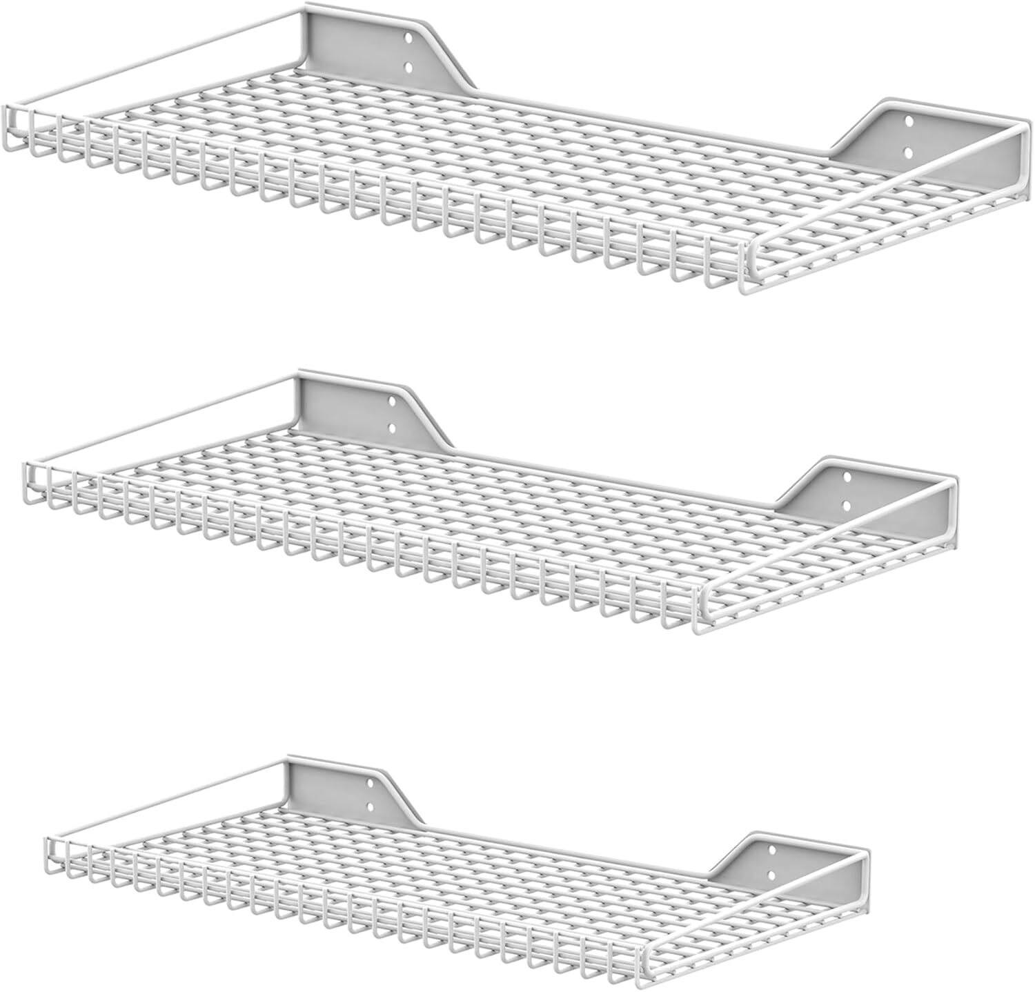 Wall-mounted mixed-size garage and closet storage shelves