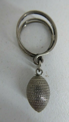 VINTAGE SILVER METAL EGG PENDANT EARLY DECORATIVE - CONTINENTAL EUROPEAN MADE