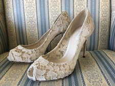 Dolce & Gabbana White Lace Peep Toe Pumps Heels Size 40