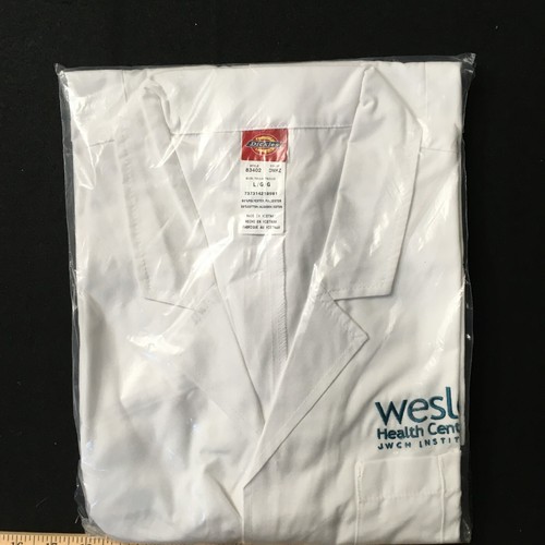Dickies 37" Unisex Lab Coat 83402 DWHZ White large logo - Picture 2 of 11