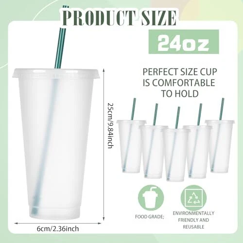 Tumbler with Straw and Lid Bulk 24 oz Reusable Plastic Cups with Lids and