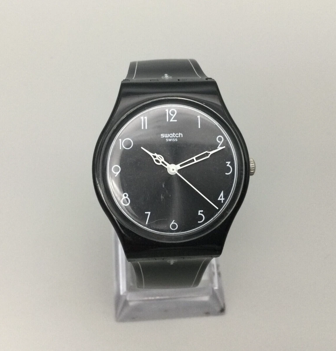 Swatch Watch Unisex Black White Swiss 1920 GB275 Water Resistant