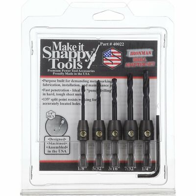 Snappy Tools Ironman 5 piece Quick Change Drill Bit Adapter Set for Metalworking