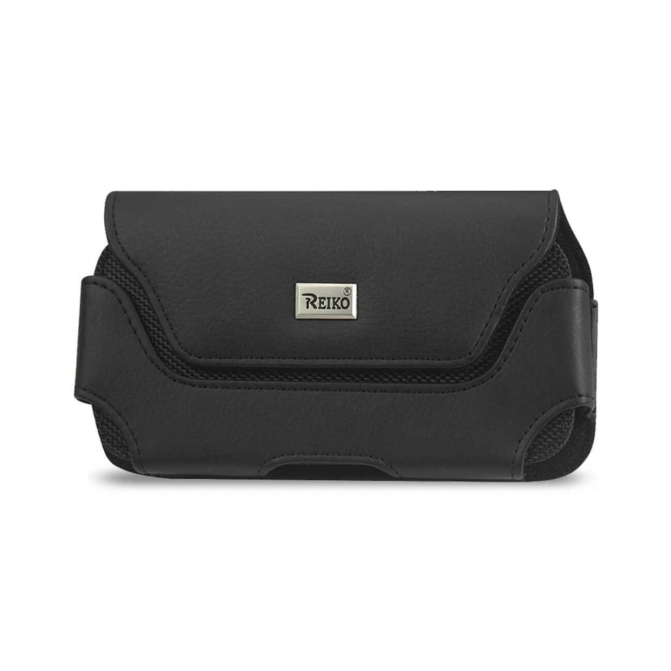 Bolsa horizontal de cuero para teléfono Reiko/interior y logotipo negro 663507 = 6,6 pulgadas Foto 2 de 4