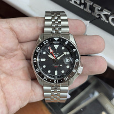 Seiko 5 Sports Automatic GMT Black Dial 24-Hour Black Bezel Steel Bracelet