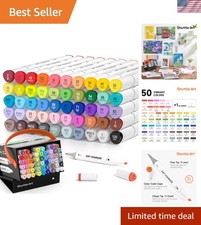 51 Colors Alcohol Markers, 50 Colors Dual Tip Art Marker Set Plus 1 Colorless...