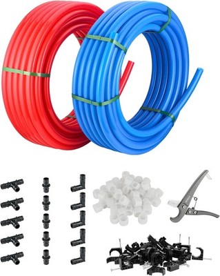 3/4-inch Pex-A Pipe 2 x100 ft 200 ft 3/4-inch Poly Expansion Fittings- Elbow Tee