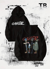 Men's Black Gothic Grim Reaper Gorillaz Graphic Hoodie - Soft Cotton Oversized