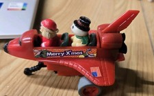 Vnt  Christmas Ornament Airplane  Taking Off with Santa Claus Snowman  3