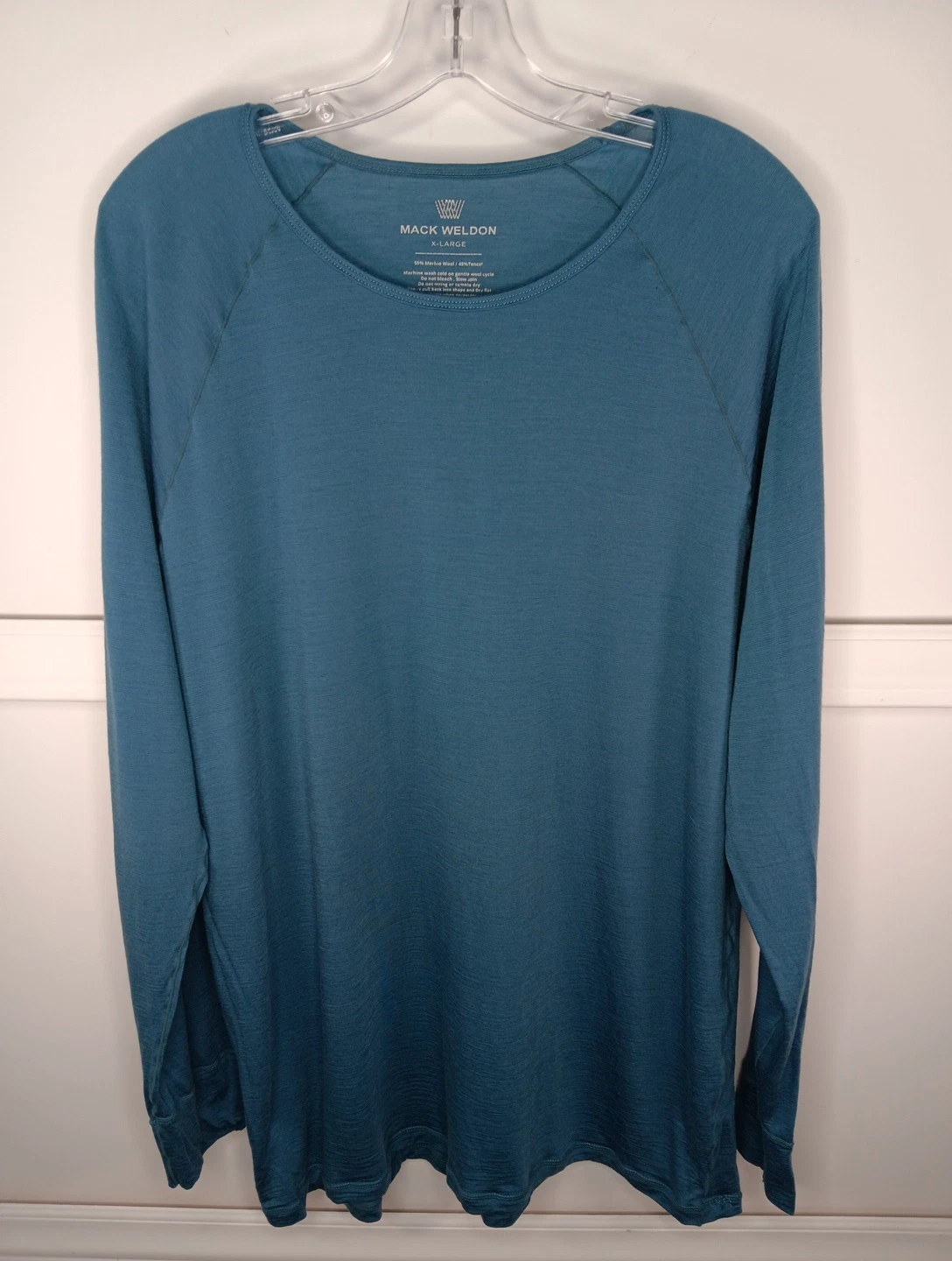 Mack Weldon Merino Long Sleeve T-Shirt Men XL Blue Baselayer Slim Fit EUC