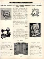 1950 PAPER AD Toy Hand Power máquina de coser Betsy Ross miniatura mini vintage