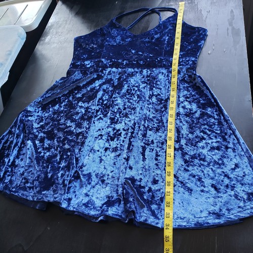R Vivimos Dress 2XL Crushed Velvet Babydoll Blue Sleeveless Y2K Party Club Dance - Picture 5 of 10