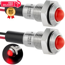 ZGSZJHF UL Listed Pcs 8mm 0.31" Mini Indicator Light 12-24V DC/AC, Red