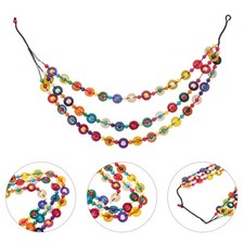  Collana Artigianale Donna Girocollo Perline Di Perle Legno Strati