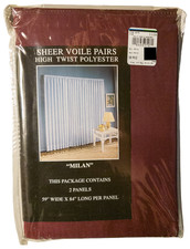 2-Pack United Curtain MILAN 59" x 84" Burgundy Solid Sheer Voile Panels NEW 