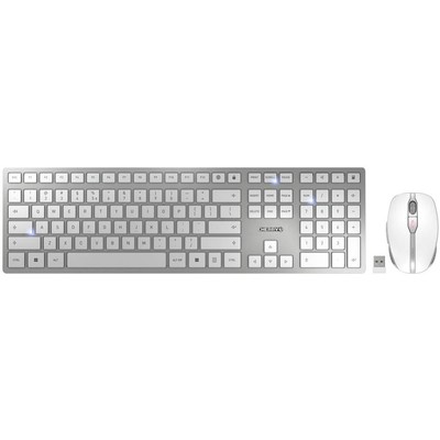 CHERRY JD-9100EU-1 Kabellos, Funk Tastatur, Maus-Set US-Englisch, QWERTY Weiß