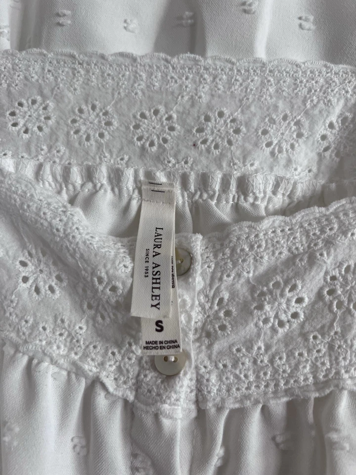 Laura Ashley белый укороченный ноги пижамы кружева романтический свет богемное хиппи крестьянин Sm - Изображение 4 из 4
