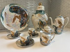 Antique Japanese 24KGold Platinum Hand Painted Dragon Tea Set
