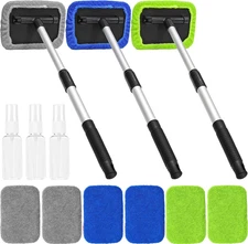 15 Pieces Windshield Cleaner Tool, inside Car Window Cleaning Tool with 9 Microf