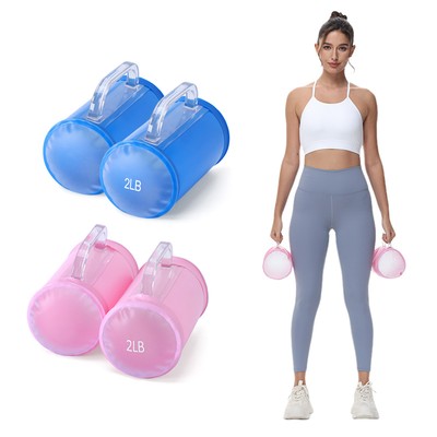 2x2lbs Water Dumbbell Pairs Portable Free Weights Adjustable Yoga Exercise Fitne