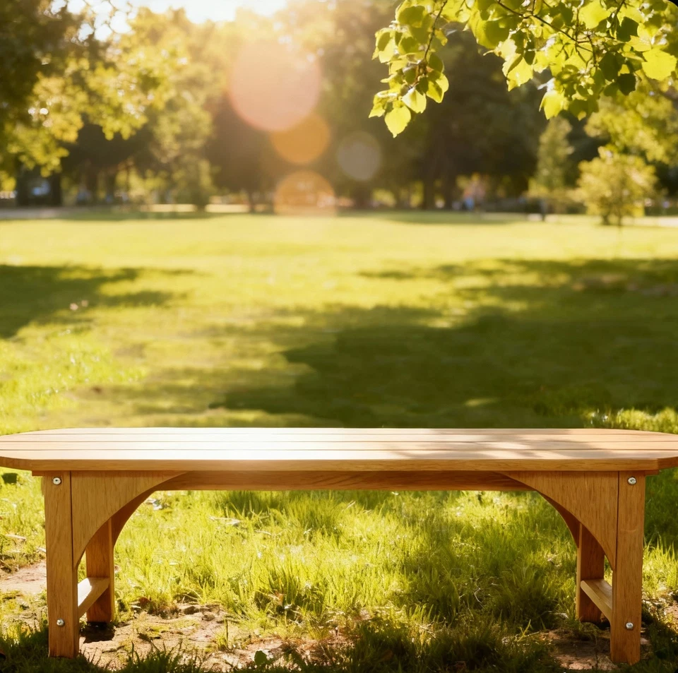 Banco exterior minimalista - Diseño sin respaldo con asiento de listones para patio, parque, salón Foto 2 de 4