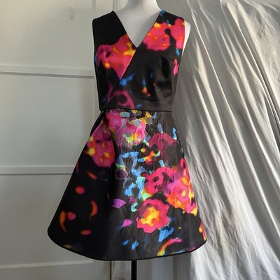 green emerald velvet dress Satin Freya Neon Pink Fit & Flare Dress main image 1